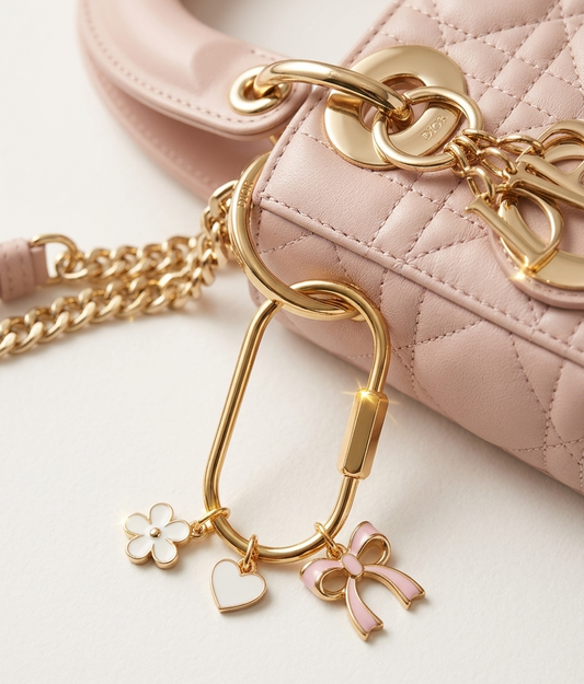 Gold keychain with charms sold at Pennie's Little Keepsakes.