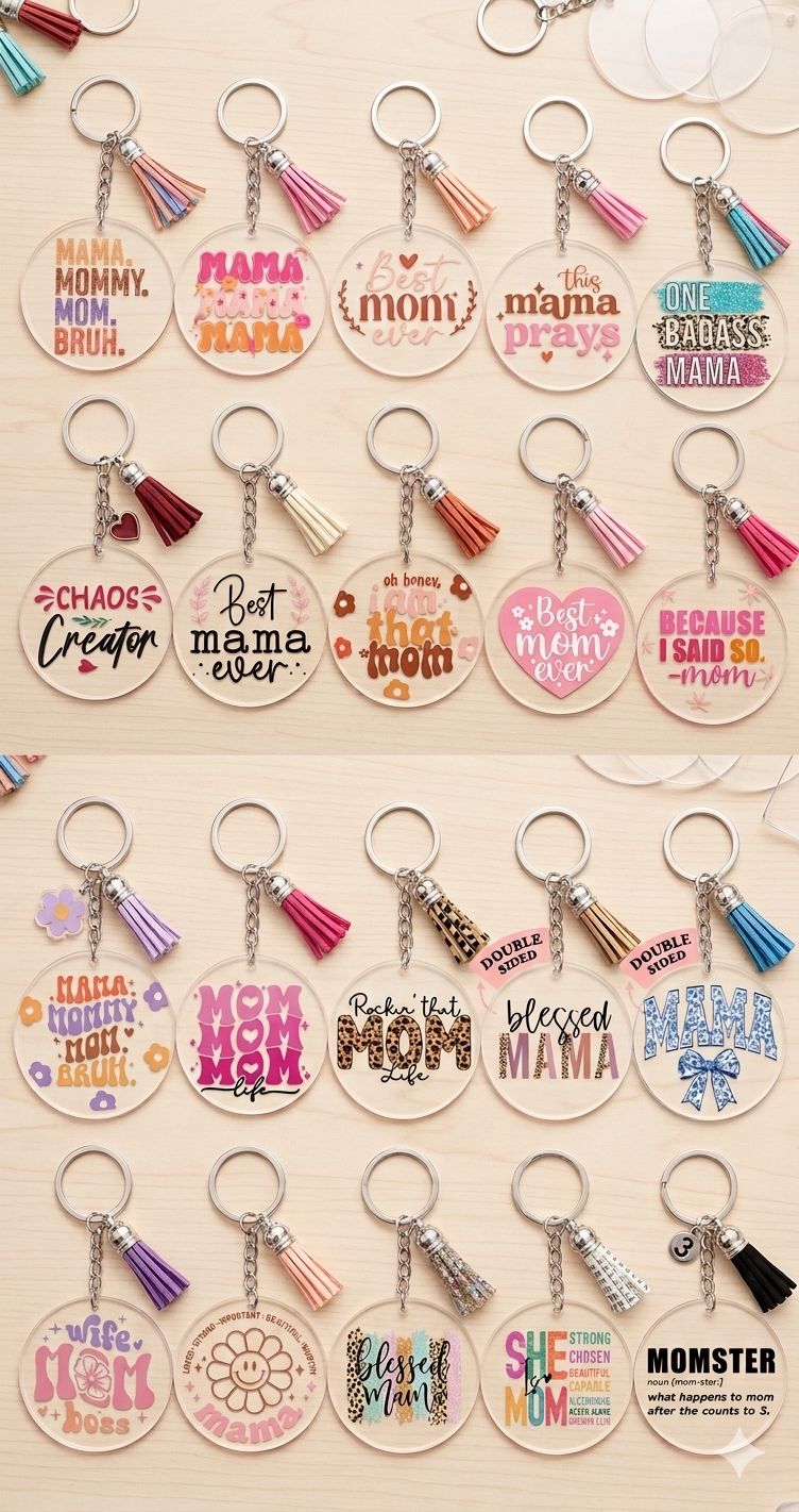 UV DTF Photo Keychain for Mom